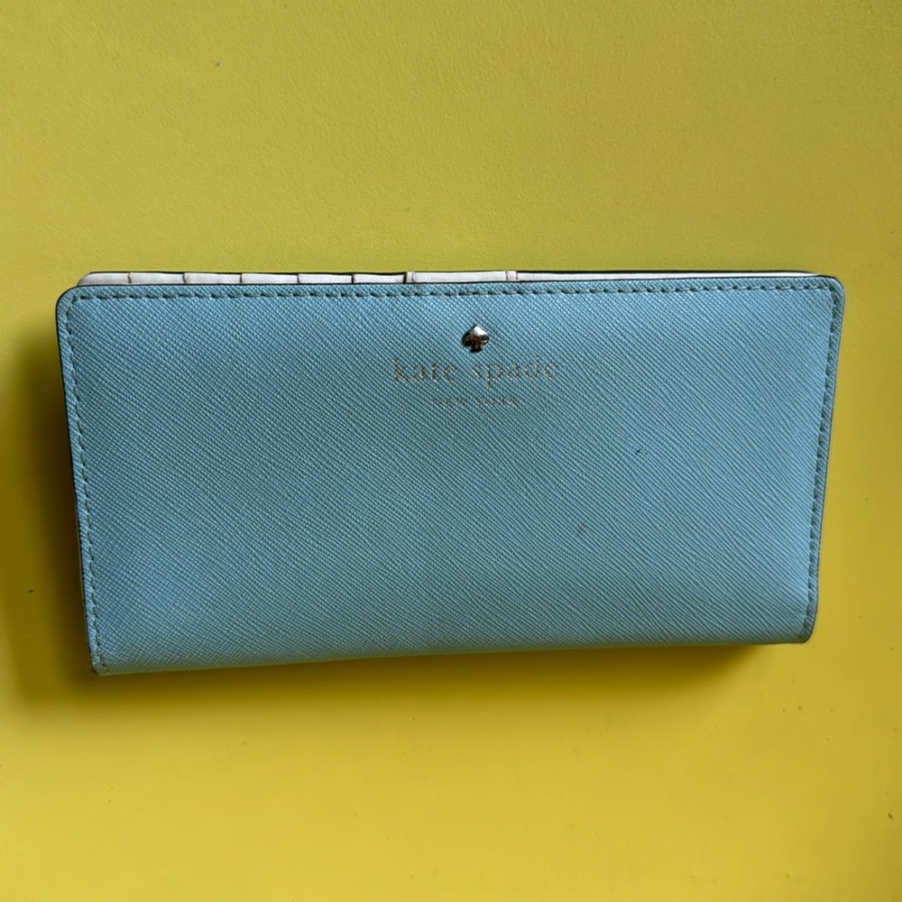 KATE SPADE Tiffany Blue Wallet Billfold Card Holder Bifold Cedar Street Stacy